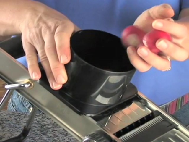 Pro Stainless Steel Mandoline Slicer with BONUS Food Pusher / Receptacle - image 4 from the video